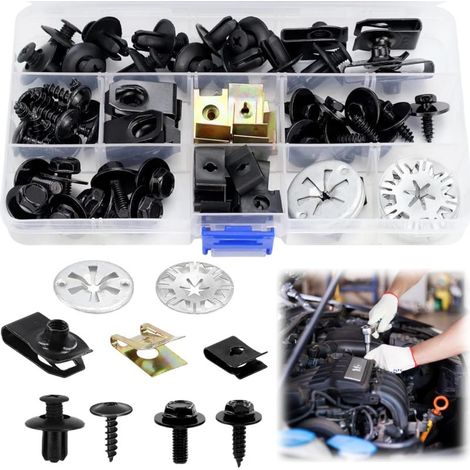 80 Pièces Clips Fixation Voiture Kit pour Réparer les Pare Boues, Vis & Clips Voiture Kit,Vis Carrosserie Voiture Set,Garde-boue Boulons et Agrafes, La fixation et Réparation Pièces Automobiles (1/5)