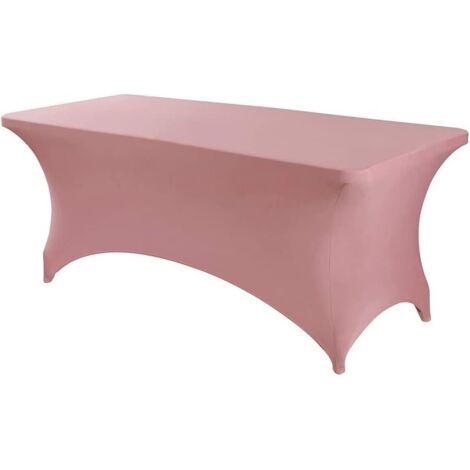 Nappe Extensible Rectangulaire Ajustées, Nappe de Fête en Élasthanne pour Cocktail Anniversaire Mariage Événement, Couverture Table Pliante, Lavable et Infroissable (Rose,183x76x76cm) (1/5)