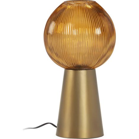 Lampe de table dorée en verre ambre - doré et ambre (1/3)