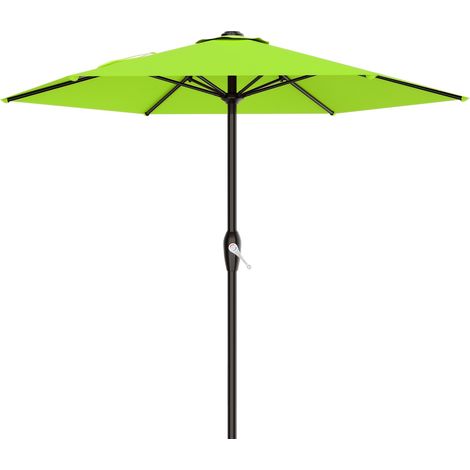 Parasol de 2,3 m (7,5 pi) pour terrasse, piscine ou jardin, avec 6 baleines en fibre de verre et manivelle. Protection UV. Idéal pour porche, terrasse, cour ou jardin. (1/5)