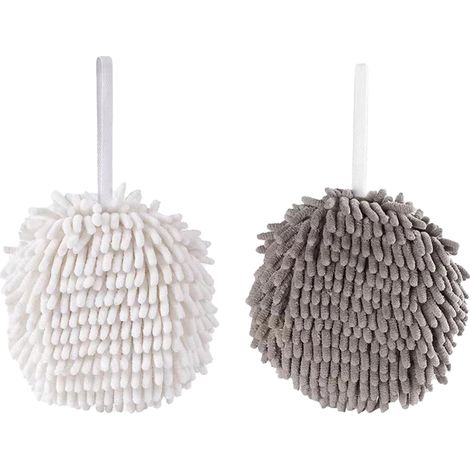 Serviette Mains - Serviette Microfibre Forme Boule Avec Anneau Suspension - Pour Salle De Bain Cuisine - 1 Pièce (1/5)
