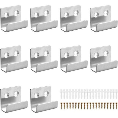 10 Pièces Support de Affichage de Carreaux de Céramique, Crochet Robuste Carreaux, Equerre en U pour Fixation Miroir Mural pour Bain Cuisine Garage (Acier inoxydable) (1/4)