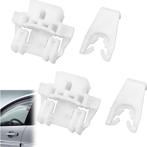 4 Pièces Clips de Fixation pour Régulateur de Vitre de Portière, Clip Lève-vitre électrique Compatible avec Renault Clio 2, Blanc 7700842241 7700842240 7701207254 7701207255 (1/5)