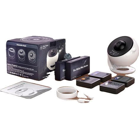 Proyector, diapositivas cósmicas intercambiables, luz nocturna para niños, negro con blanco (1/2)