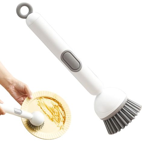 Spazzola per strofinare con dispenser di sapone - Spazzola per la pulizia della cucina, manico regolabile con supporto per dispenser per la pulizia delle finestre del bagno e della cucina