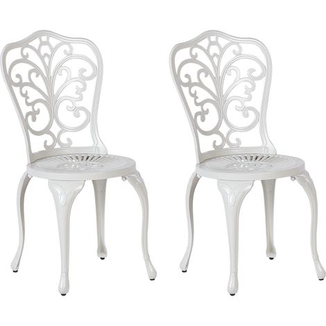 Conjunto de 2 sillas de balcón vintage jardín de aluminio blanco crema Triora