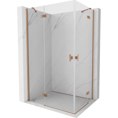 Mexen Mist H Duo Duschkabine schwenkbar 100 x 90 cm, transparent, gebürstetes Kupfer - 8A5-100L-090P-65-00 (1/5)
