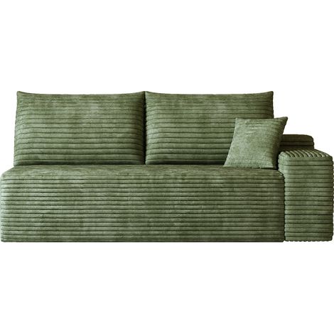 Sofá de Esquina Reversible 2 Plazas, Chaise Longue Modular, Asiento Amplio, Tejido de Pana, Verde (1/5)