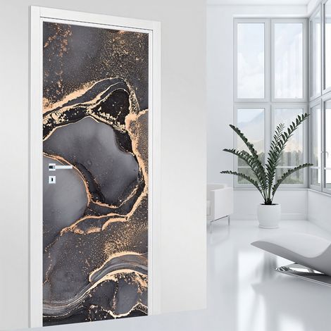 Stickers pour porte - Effet marbré - 73 x 205 cm - Adhésif MAT (1/2)
