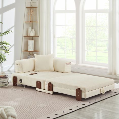 divano seduta letto ospiti con porta USB beige OKMYHOME (1/5)