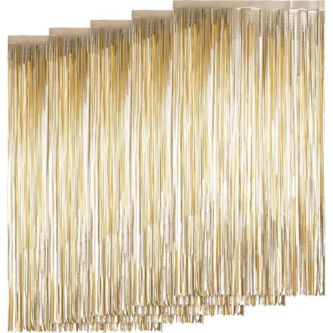 5 Rideau métallique, Or champagne mat, Frange aluminium, 1m x 2m, Décoration anniversaire mariage (1/5)