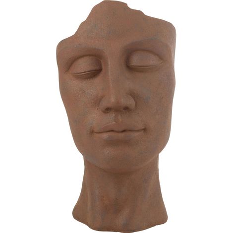 Cachepot visage David en argile rouille style méditerranéen - Argile rouille méditerranéen (1/4)