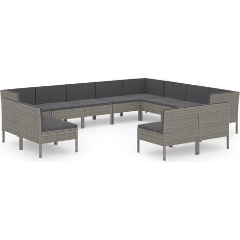 Maison Exclusive - 12-tlg. Garten-Lounge-Set mit Auflagen Poly Ra