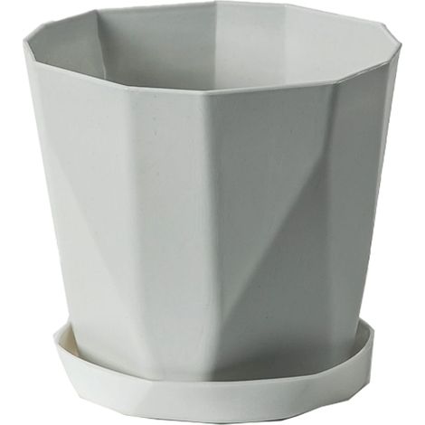 6 pots de fleurs en plastique, avec soucoupe, dimensions 15 cm x 11,5 cm x 13,5 cm, pour semis et rempotage intérieur/extérieur (1/5)