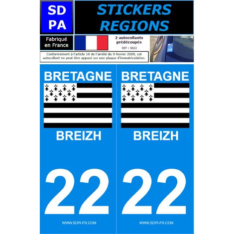 ADHESIFS REGION DEPARTEMENT 22 BRETAGNE/BREIZH X2