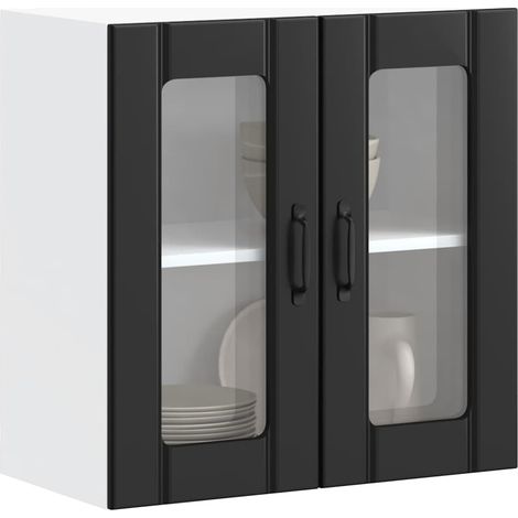 Küchen-Hängeschrank mit Glastür Lucca Schwarz Holzwerkstoff