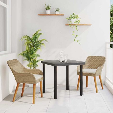 Garten Essgruppe mit Kissen 3 pcs Beige Poly-Rattan
