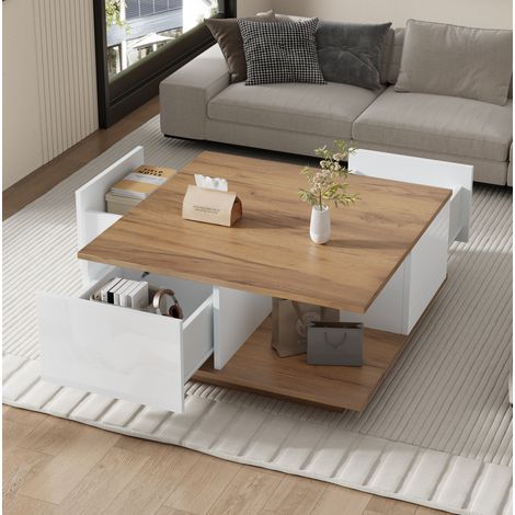 tavolo soggiorno 70x70 contenitore con 3 cassetti OKMYHOME (1/5)