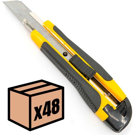 Lot de cutters professionnels jaunes Couteau utilitaire rétractable avec 100 lames 18mm Taille - Lot de 48 (1/5)
