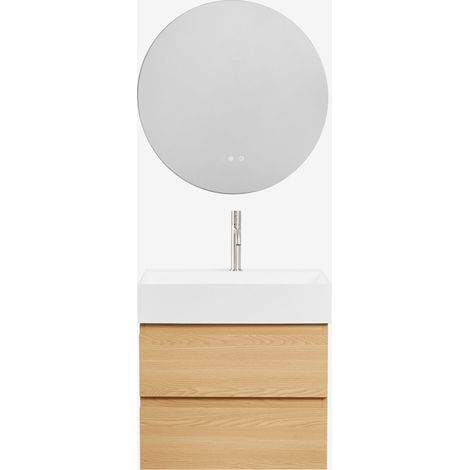 Set di mobili da bagno sospesi in legno e impiallacciatura di frassino con lavabo integrato Ona SKLUM             (1/5)