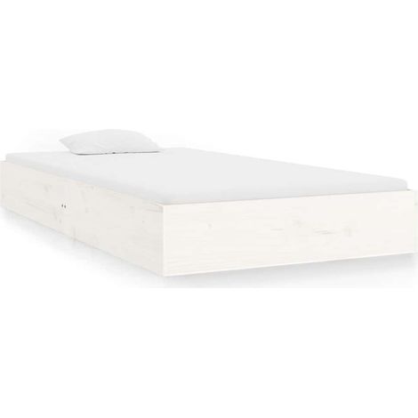 Lit adulte pour 1 personnes, Structure de lit, Assemblage Facile, Blanc Bois massif 90x200 cm OIB1773E (1/5)
