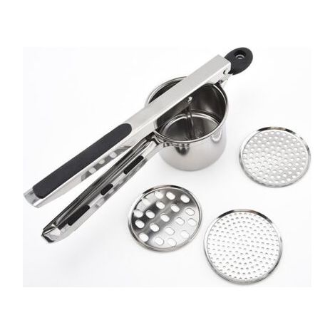 Presse Puree Manuel, Sopito Ecrase Purée en Acier Inoxydable avec 4 Disques Interchangeables, Pour Pommes de Terre Moelleuse, Légumes et Fruits (1/4)