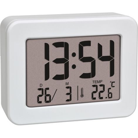 Dostmann Lumio Alarm Clock, 60.2018.02, with indoor temperature display, alarm clock, digital clock, time and date display, automatic night light, LCD screen, white