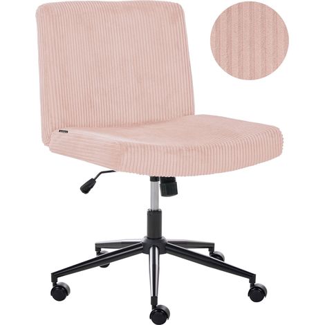 Desk Chair Pastel Pink Corduroy Upholstery Pneumatic Seat Wide Tilting Swivel Base Home Office GEDDES (1/5)
