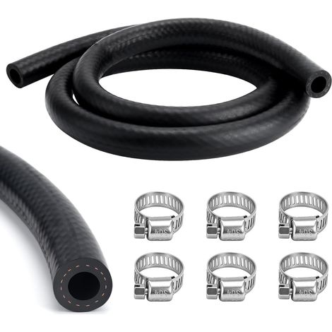 Tuyau D’Essence, 1m ø4mm Kit Conduite De Carburant, Tuyau De Carburant En Caoutchouc, Durite Essence NBR Avec Colliers De Serrage pour Tondeuse à Gazon, Voiture, Moto, Tracteur, Petit Moteur (6mm) (1/5)