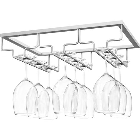 1 Porte-verres suspendu,3 rails,acier chromé,verres à pied,4-9 cm,sous étagère,cuisine,bar