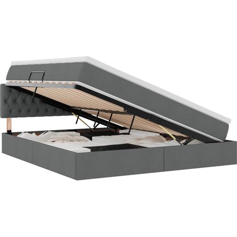 Maison Exclusive - Lit avec rangement et matelas Gris foncé 160 x 200 cm