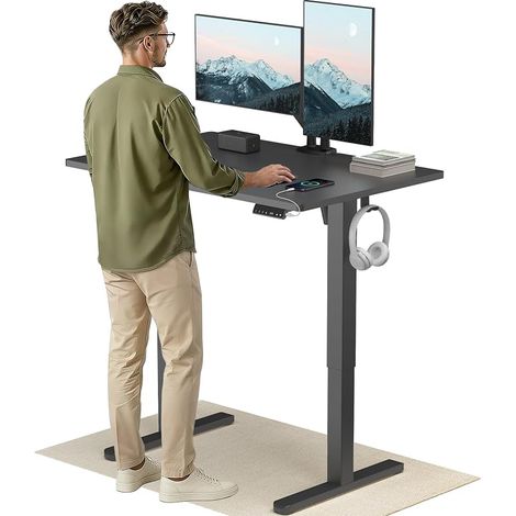 Standing Desk 120 x 80 cm with USB-C and USB-A Charging Port, Height Adjustable from 72 to 118 cm, 4 Memory Presets, Cable Management and Hook (1/5)
