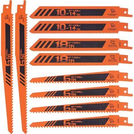Ensemble de 10 lames pour scie alternative, lames pour la coupe du métal et du bois. (1/5)