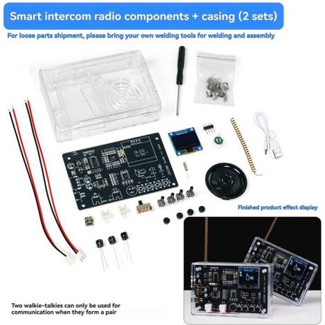 Kit Interphone Radio - 409,85 MHz - 87-108 MHz - Portée 200 M - Pour Montage DIY - Noir & Transparent - 1 Pièce (1/5)