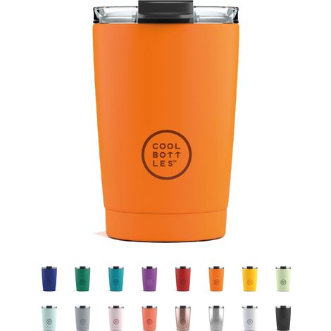 Cool Bottles - Tumbler - Bicchiere Termico in Acciaio Inossidabile - 330 ml - Vivid Orange - Tazza da Caffè - Coperchio Ermetico - Bevande Fredde 10 ore e Calde 5 ore - Finitura Antimacchia (1/5)