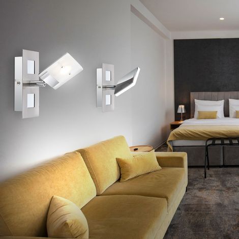 Lampada da parete faretto da parete faretto da parete faretto da corridoio, faretto mobile, nichel satinato, LED 6W 380Lm bianco caldo, LxL 15x7cm, set di 2