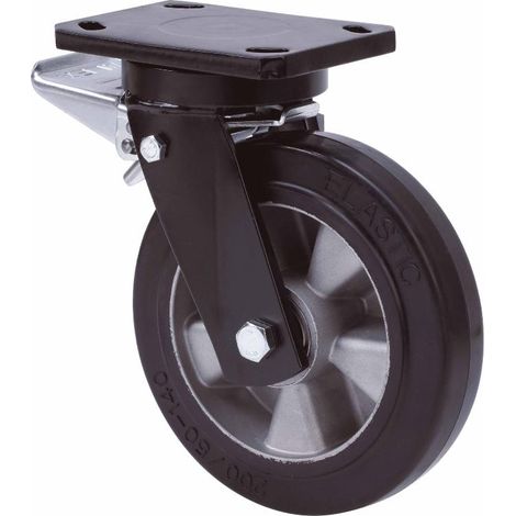 rueda giratora placa freno 10hlbfd250h-deb aluminio-goma negra elastica bolas (1/2)
