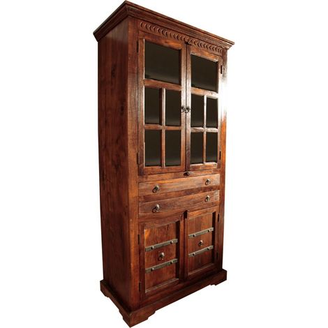 vetrina in legno di Acacia 95x50x195 nougat laccato OXFORD 452