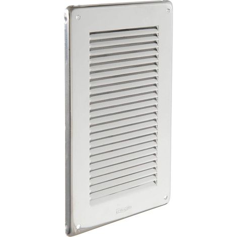 La Ventilazione GIN1424R Griglia di Ventilazione Inox430 Rettangolare da Sovrapporre con rete antinsetti, dimensioni 140x240 mm (1/5)