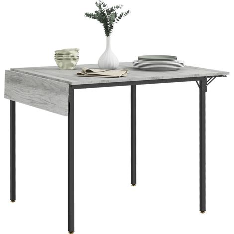 Grey Drop Leaf Dining Table for Four-Space-Saving Design and Versatile Style