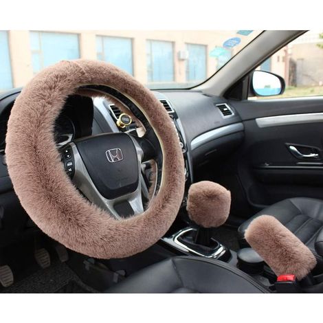 Lenkradbezug – 15 Zoll – Reine Wollmischung – Universell passend für Pkw, Transporter und SUVs – Schwarz – 1 Set (3-teilig) (1/5)
