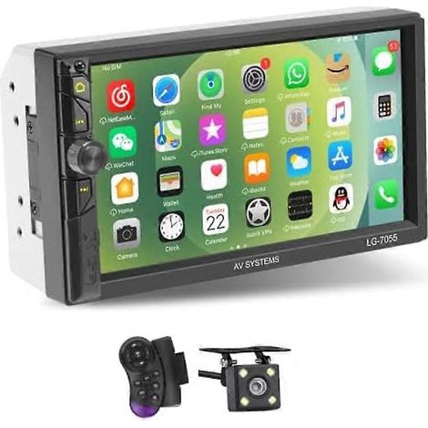 Autoradio double DIN, écran tactile 7 pouces avec caméra de recul et compatible CarPlay (1/5)