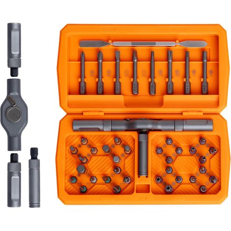 Jeu de tournevis à cliquet magnétique multi-embouts 42 en 1 avec étui de rangement - Outil de réparation universel pour ordinateurs, lunettes, vélos, montres, meubles et bricolage (1/3)