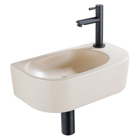 Fugaflow Efficiente Pietra Ensemble lavabo pour WC - 40x21.5x12cm - droite - lisse - semi-circulaire - 1 trou de robinet - céramique - robinet de (1/5)