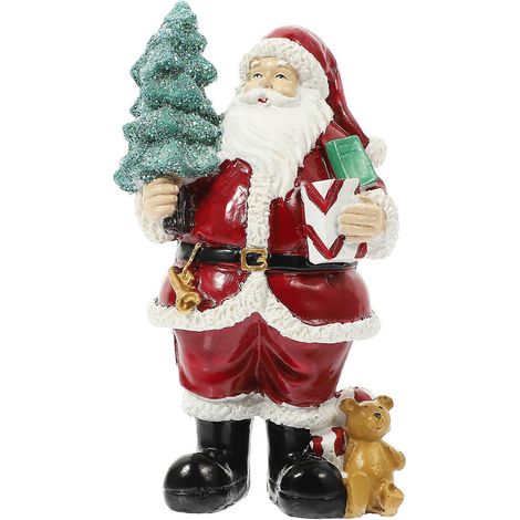 Figurine de Père Noël en résine, décoration de Noël, statue de Père Noël à poser sur une table pour les fêtes de Noël-13.5X7X6CM (1/3)