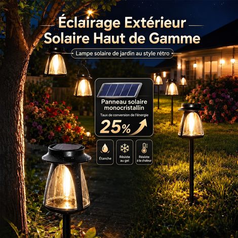 Lanterne Solaire d'Extérieur Lumière Chaude avec Piquet Crochet et Pince 12 × 11,5 × 15 cm 350 g IP44 – Livraison gratuite (1/5)