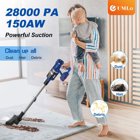 Aspirateur sans fil UMLo V11 bleu – Portable 2-en-1 et nettoyage de sol avec filtration HEPA,moteur 300W,batterie 4000mAh,affichage LED (1/5)