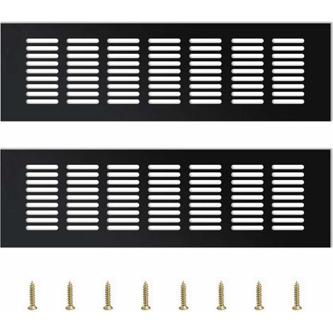 2 Pieces Air Vent Grille Cover,Vent Cover Cupboard Vents Fridge Vent Louvred Wall Vent Grille,Black(30 8 1.5cm) (1/5)
