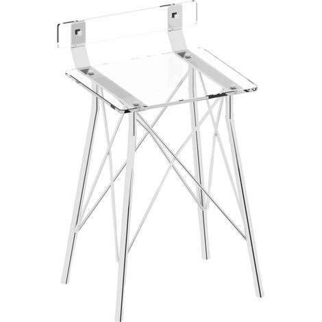 BELTRAN 1900 TABURETE Banqueta Cromo Con Respaldo Metacrilato Orleans - ref: 064-1900