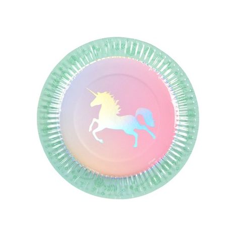 Piatti di carta con unicorno, 8 pezzi
